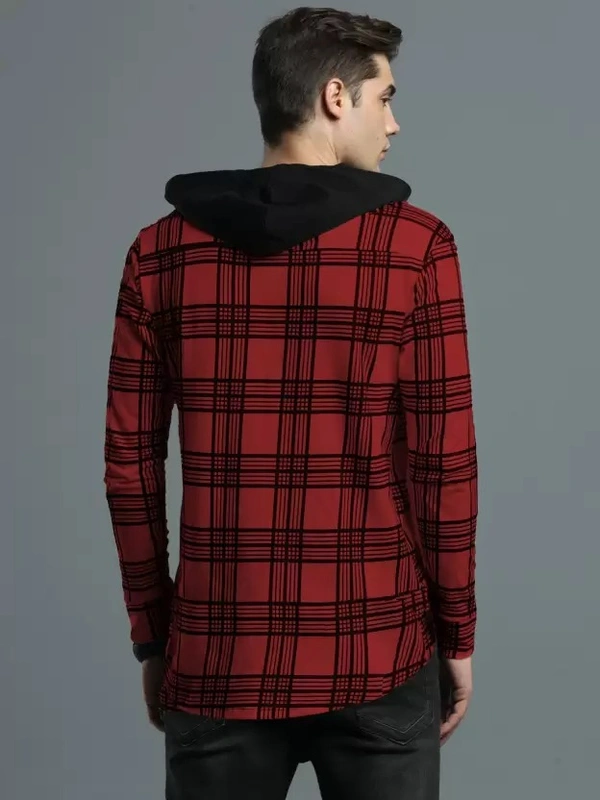 Men Checkered Hooded Neck Cotton Blend ( imt )