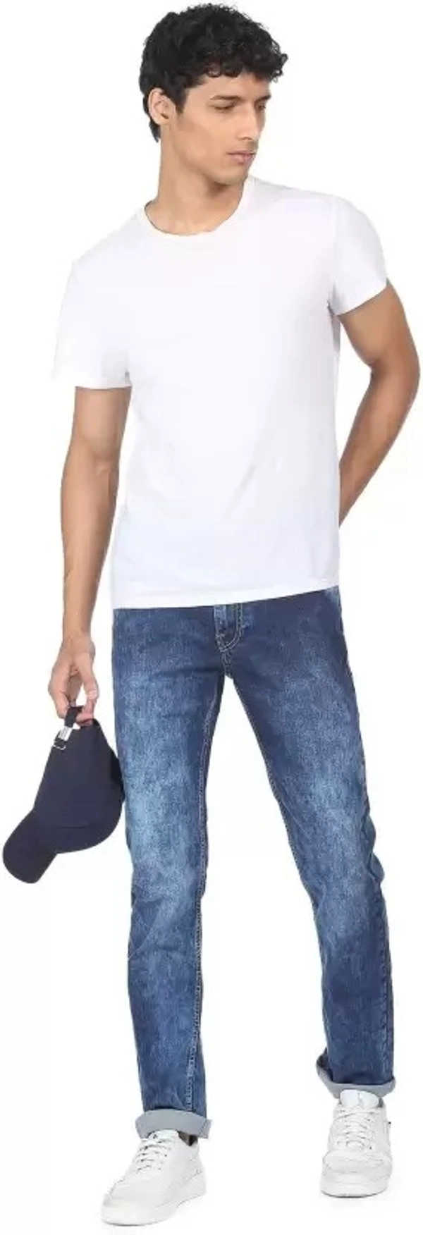 Men Tapered Fit Mid Rise Black Jeans ( imt (