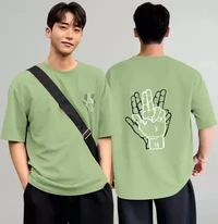 Printed Round Neck Poly Cotton Green T-Shirt ( IMT )