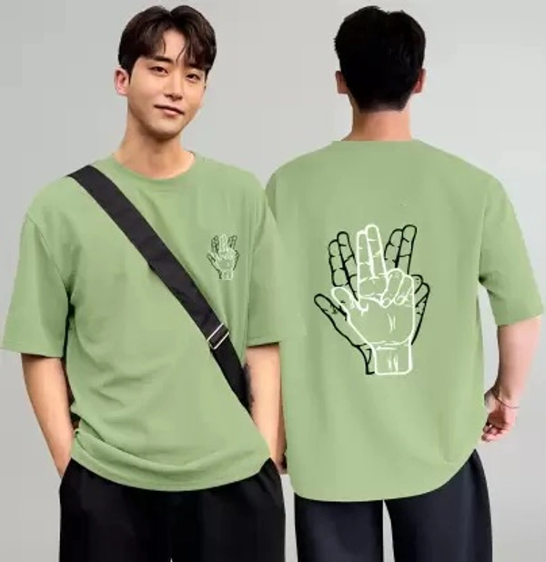 Printed Round Neck Poly Cotton Green T-Shirt ( IMT )