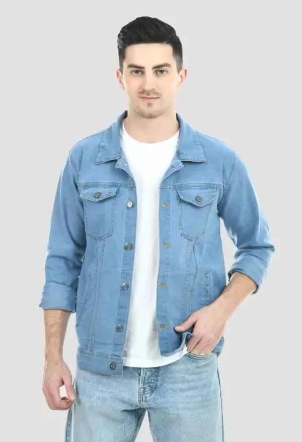 Men Solid Denim Jacket 