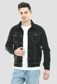 Men Solid Denim Jacket 