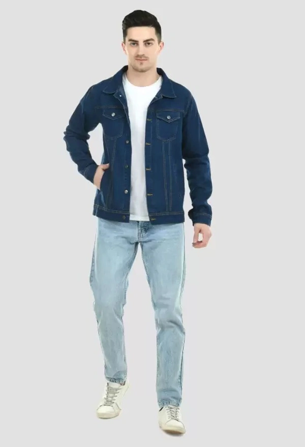 Men Solid Denim Jacket 