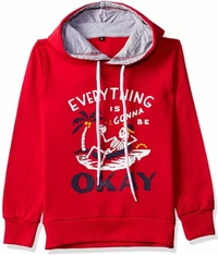 Boys Full Sleeve Printed Hooded Sweatshirt