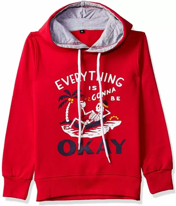 Boys Full Sleeve Printed Hooded Sweatshirt