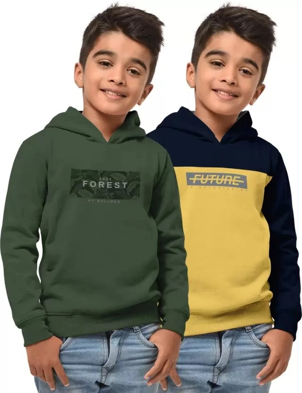 Boys Full Sleeve Printed Hooded Sweatshirt