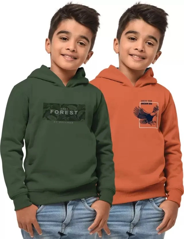 Boys Full Sleeve Printed Hooded Sweatshirt