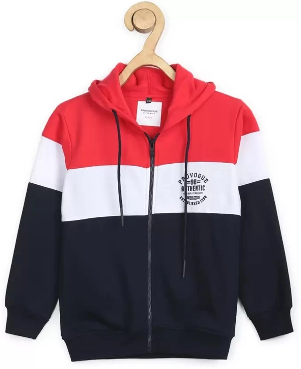  Full Sleeve Color Block Hooded Sweatshirt 