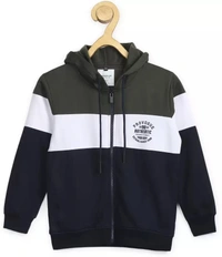  Full Sleeve Color Block Hooded Sweatshirt 