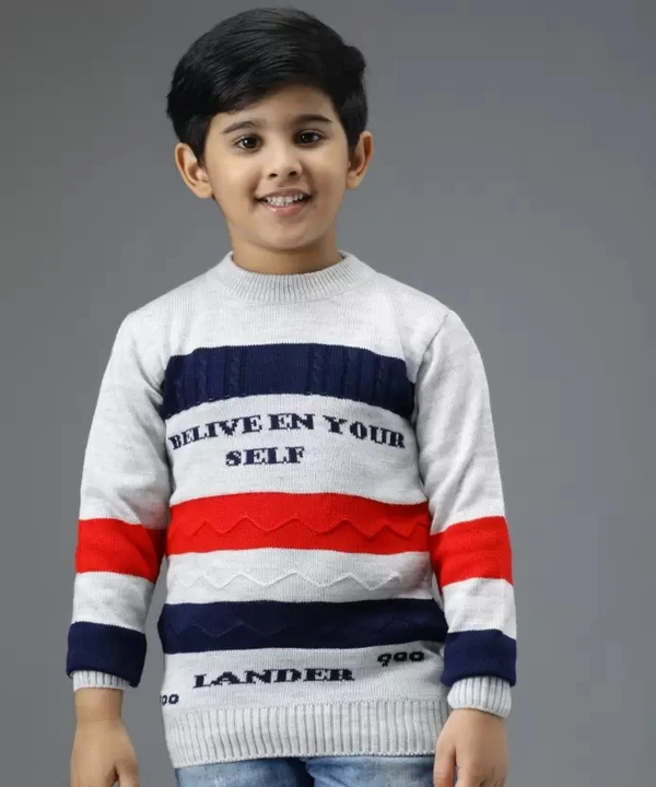 Boys Colorblock Round Neck Black, Red, Yellow Sweate