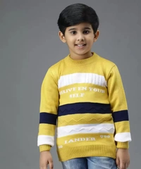 Boys Colorblock Round Neck Black, Red, Yellow Sweate