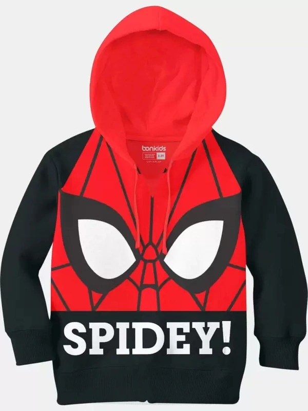 Boys Full Sleeve Printed Hooded Sweatshirt