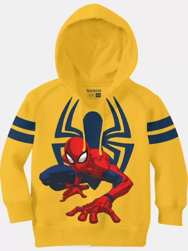 Boys Full Sleeve Printed Hooded Sweatshirt