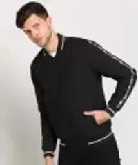 Men Solid Bomber Jacket