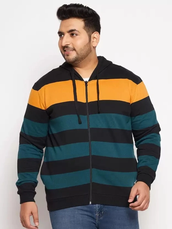Men Full Sleeve Color Block Hooded Sweatshirt