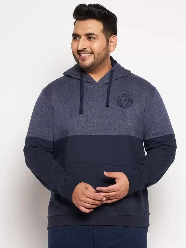 Men Full Sleeve Color Block Hooded Sweatshirt