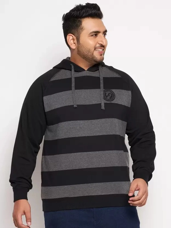 Men Full Sleeve Color Block Hooded Sweatshirt