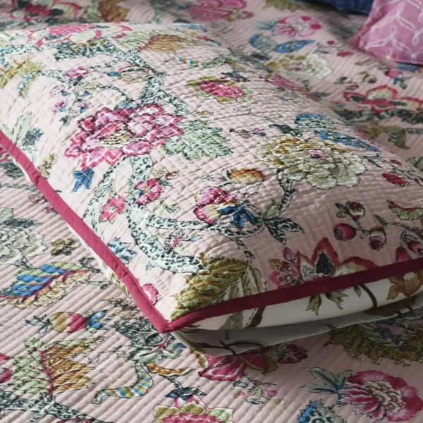 Pink Mystique All Over Printed King Sized Quilted Bedcover Set