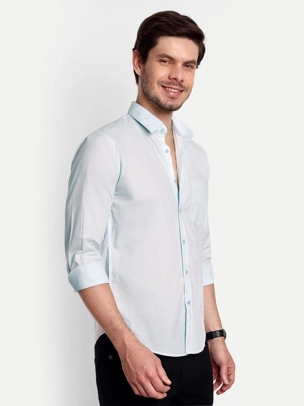 Lewogle Men's Solid Light Blue Casual Shirt