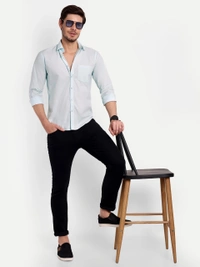 Lewogle Men's Solid Light Blue Casual Shirt