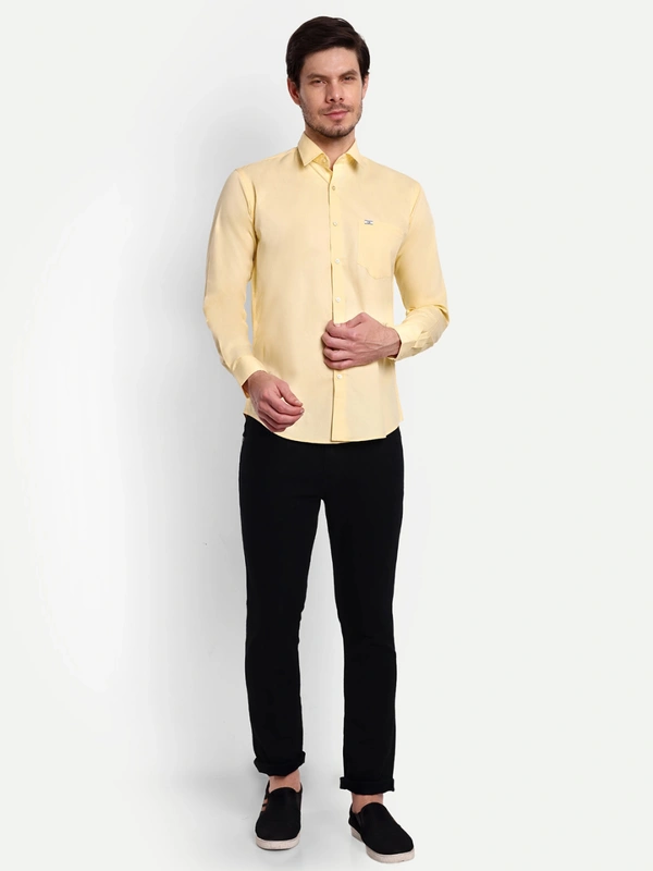 Lewogle Men's Solid Light Yellow Casual Shirt