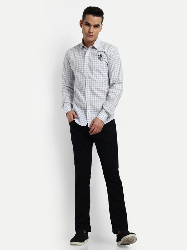 Men's Small Checkered Grey Casual Cotton Excel Linen Shirt