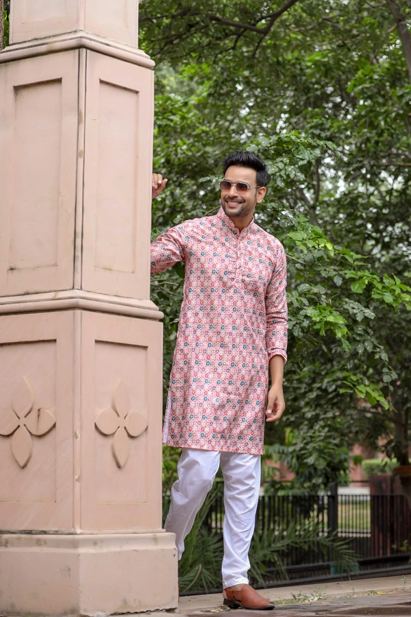 Rose Quartz SmoothBlend Polyester Kurta ( INDIAMARKETTO )