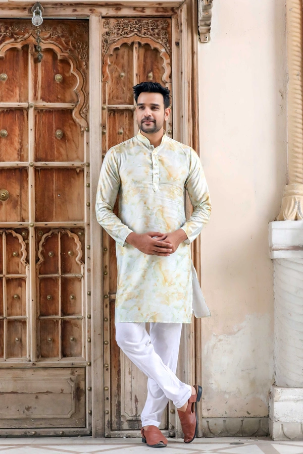 Grayish-Blue GleamWeave Polyester Kurta ( indiamarketto )