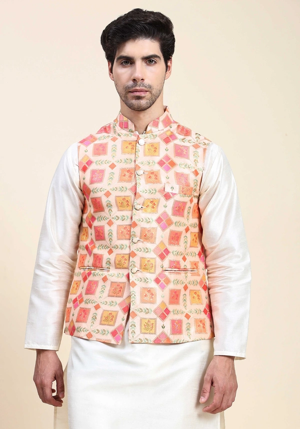 Beautiful Woven Nehru Jacket( indiamarketto )