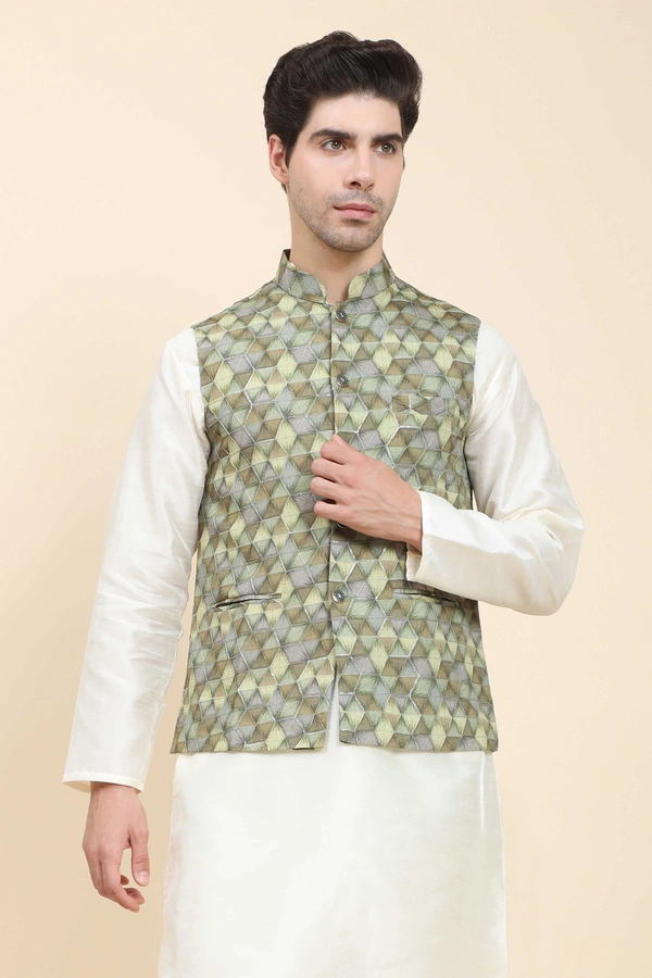 Classic Embroidery Motif Nehru Jacket ( indiamarketto )