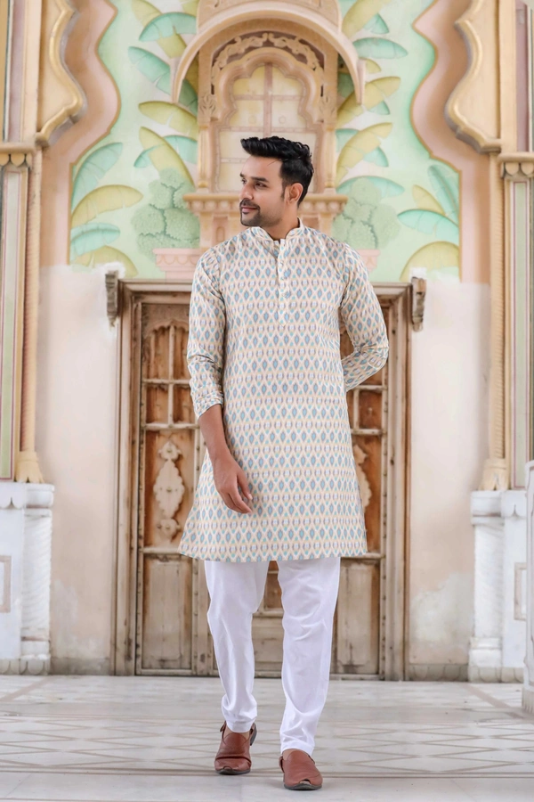 Cream LuxeFlow Polyester Kurta ( indiamarketto )