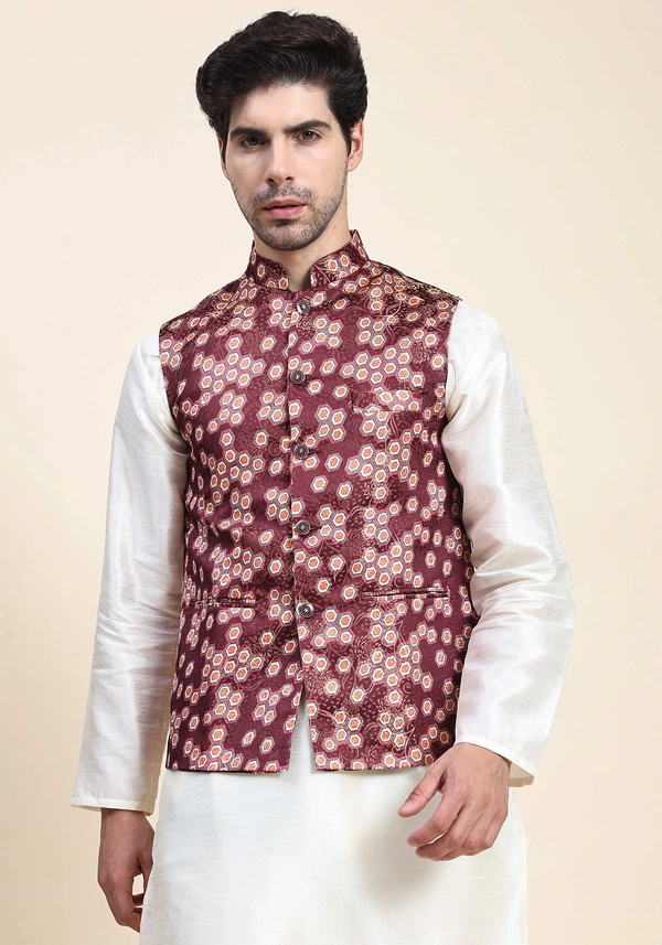 Detailed Fancywork Textured Design Nehru Jacket  ( indiamarketto )