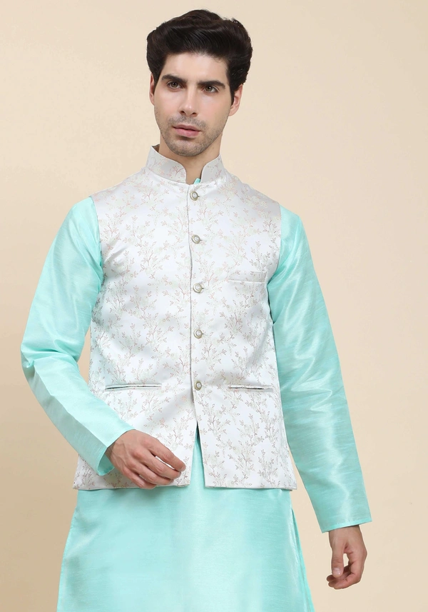Jacquard Floral Design Nehru Jacket ( indiamarketto )
