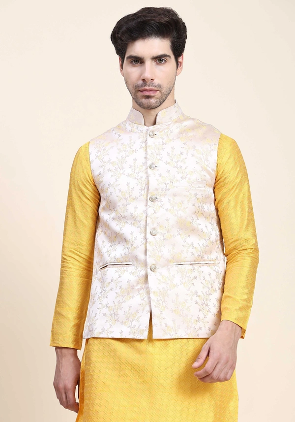 Textured Weave Floral Pattern Modi Jacket (  indiamarketto )