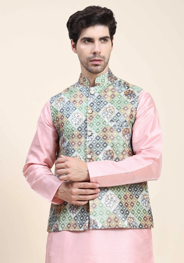 Embossed Printed Nehru Jacket ( indiamarketto )