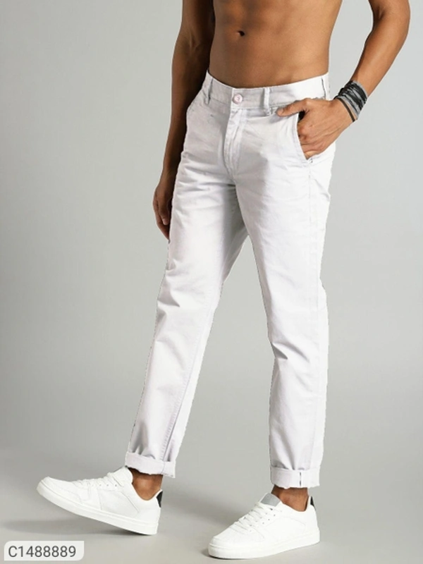 Cotton Solid Slim Fit Casual Chinos