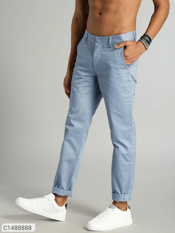 Cotton Solid Slim Fit Casual Chinos