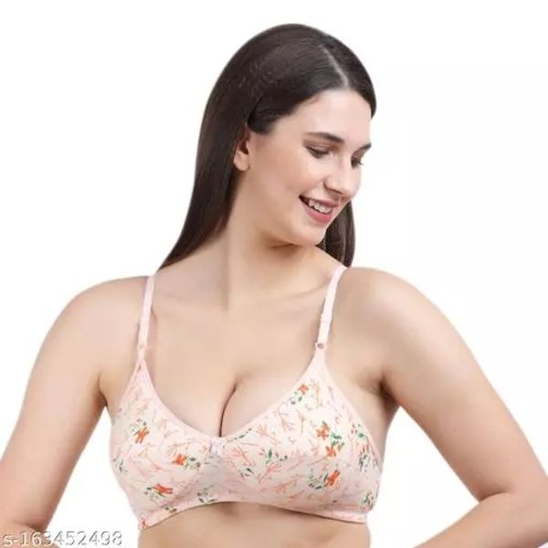 Livenice women girls ladies Padded bra combo bra seamed printed non wired  bra in 3 unique colors Lemon, baby pink, peach (Pack of 3)