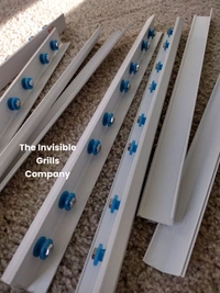 Aluminium Frame Track Plus Cover STANDARD SS304 Bolts 2 Inch Spacing Powder coating White  Invisible Grills Raw Materials Track and Cover 
