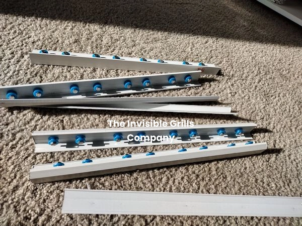 Aluminium Frame Track Plus Cover STANDARD SS304 Bolts 2 Inch Spacing Powder coating White  Invisible Grills Raw Materials Track and Cover 