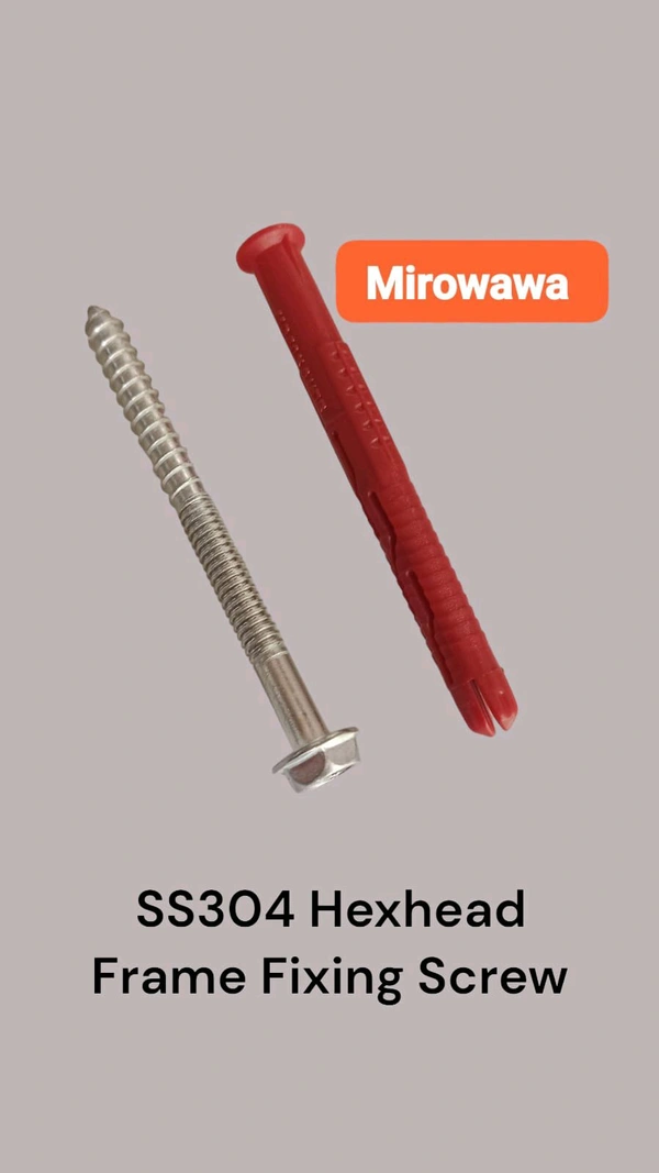 6×75 SS304 Hex Head Screw Plus Plastic Plug