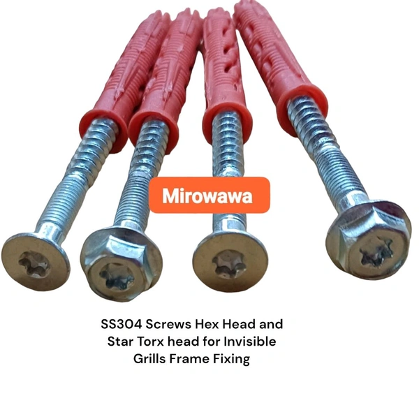 6×75 SS304 Hex Head Screw Plus Plastic Plug