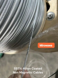 Mirowawa  2.5*( 7×7)NON MAGNETIC Invisible Grill Cable Wire Rope 2.5 MM SS316 with Nylon Coating 1000 Metres Roll