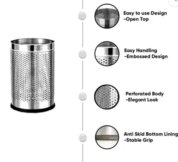 Stainless Steel Perforated Office Bin
