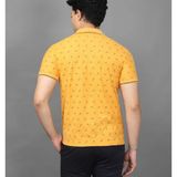 Stylish All Over Print Men's Half Sleeves Polo T-Shirt - M, Yellow