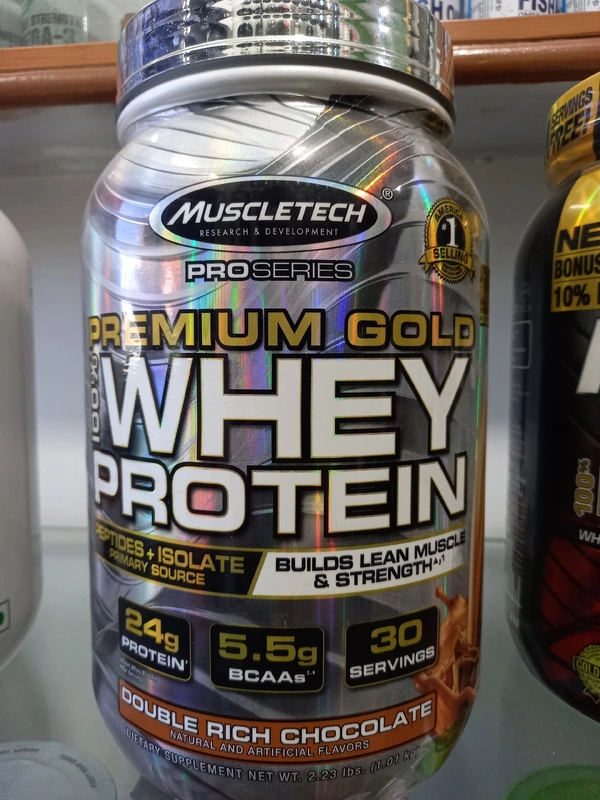 Muscletech  Premium Gold 100% WHEY PROTEIN Peptides + Isolate Primary Source - 1.01kg, Double Rich Chocolate, 30