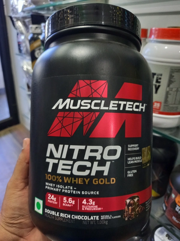 Muscletech  Nitrotech 100% Whey gold Whey  Isolate - Primary Protein Source - 1kg, Double Rich Chocolate, 32