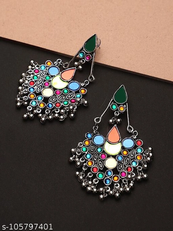  Oxidized Silver Color Multistone Earrings Set