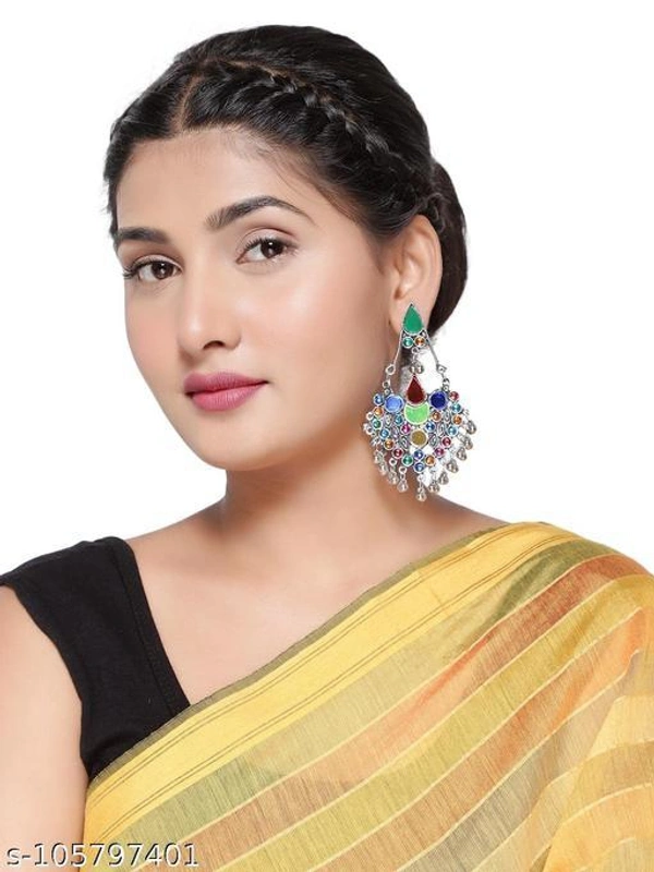  Oxidized Silver Color Multistone Earrings Set