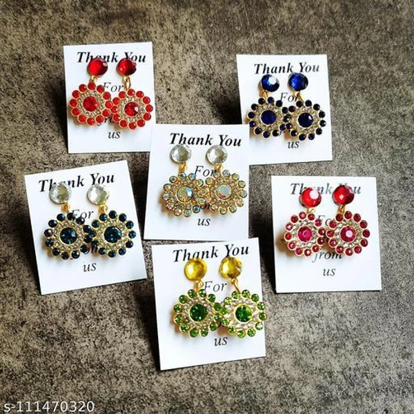 6 Fashionable stone work drop earring combo pack